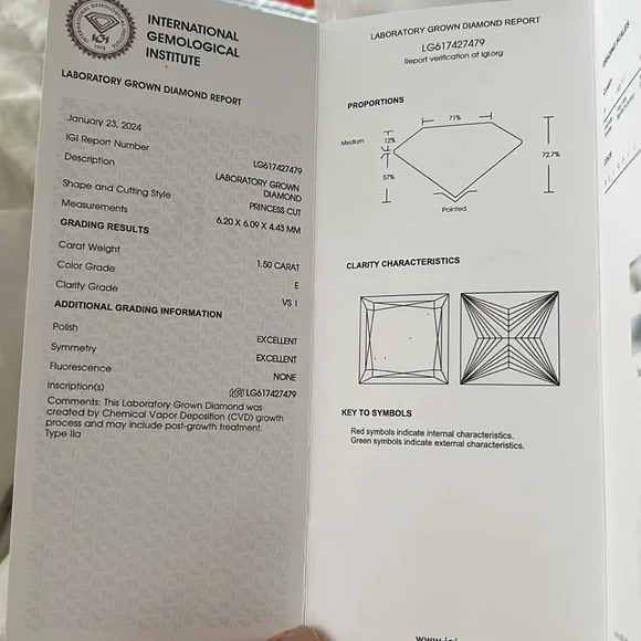 1.5 Princess cut diamond in 14k yellow gold, E, VS1 - Picture 8 of 11